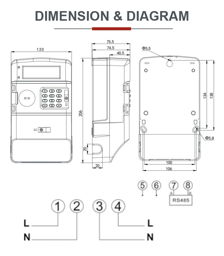 Plug-in GPRS Module Prepayment Kwh Kilowatt Hour Meter Price