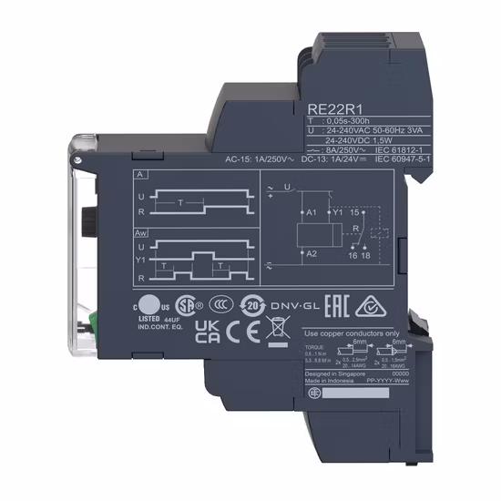 새로운 오리지널 Sch-Neider Re22r1AMR Harmony 모듈러 시간 릴레이 8A 1 ​​Co 0.05s 300h 스위치 온 지연 24 ~ 240V AC/DC 좋은 가격